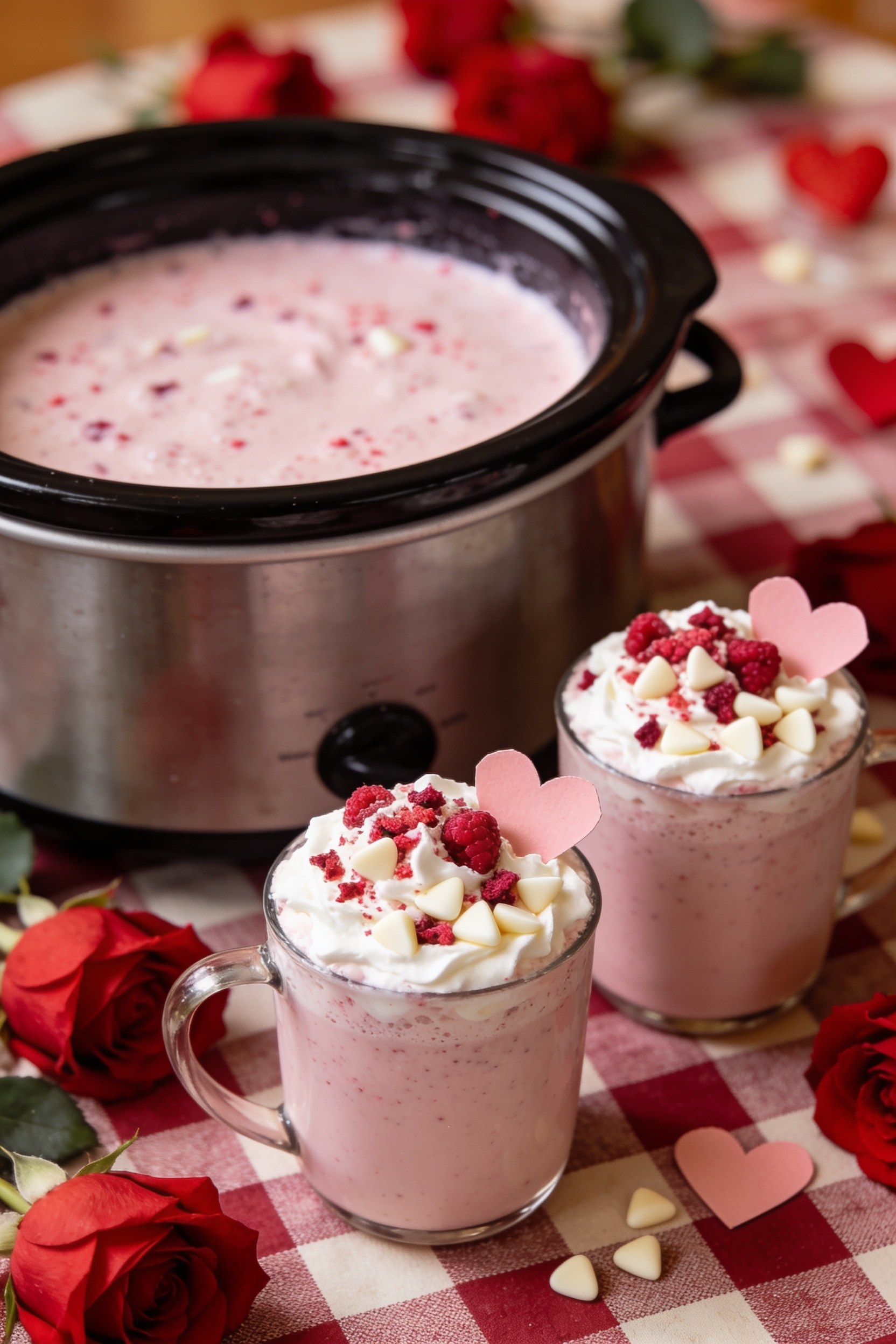 Slow Cooker Raspberry White Hot Chocolate