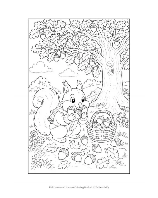 Fall Leaves and Harvest Coloring Book page 1
